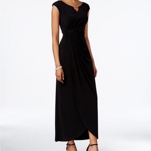 Connected Apparel Embellished Faux-Wrap Gown